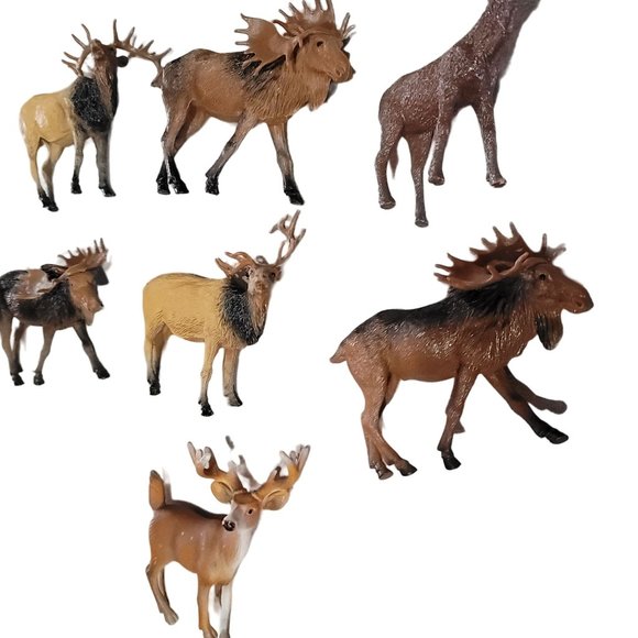 Woodland animal play figurines deer moose elk cake topper, train sets diorama - Picture 6 of 14